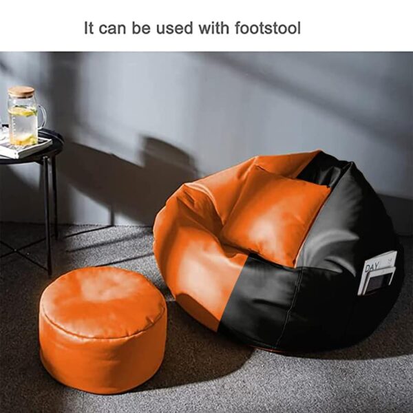 Coaster Shine 4XL Bean Bag Cover with Footrest & Cushion Without Beans Filling Pack of-3 Pcs(Black & Orange)