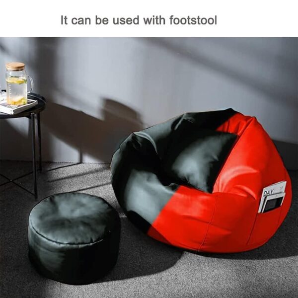 Coaster Shine 4XL Bean Bag Cover with Footrest & Cushion Without Beans Filling Pack of-3 Pcs(Black & Red)