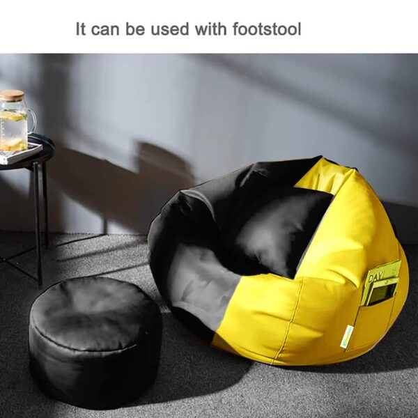Coaster Shine 4XL Bean Bag Cover with Footrest & Cushion Without Beans Filling Pack of-3 Pcs(Black & Yellow)