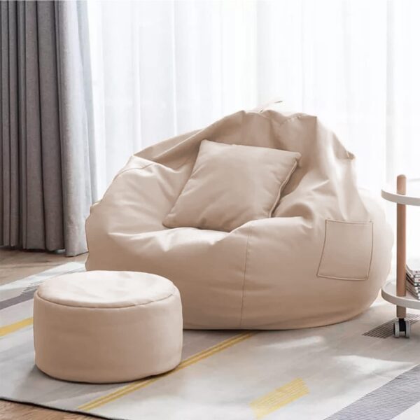 Coaster Shine 4XL Bean Bag Cover with Footrest & Cushion Without Beans Filling Pack of-3 Pcs(Beige) - Image 2