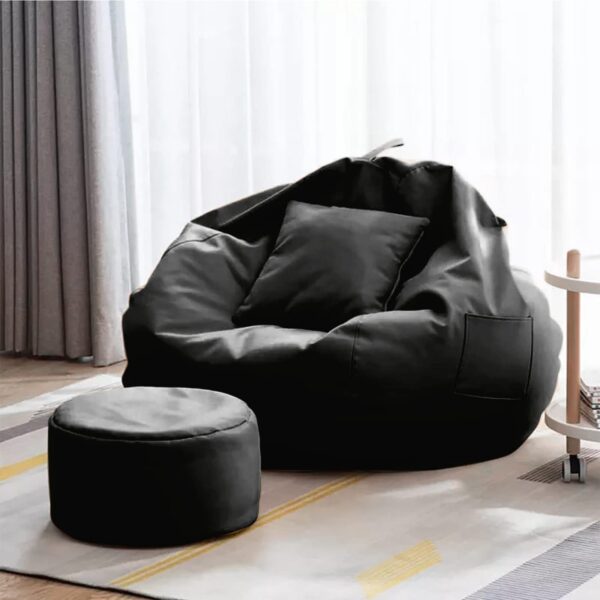 Coaster Shine 4XL Bean Bag Cover with Footrest & Cushion Without Beans Filling Pack of-3 Pcs(Black)