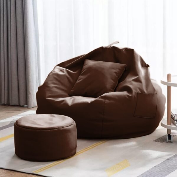 Coaster Shine 4XL Bean Bag Cover with Footrest & Cushion Without Beans Filling Pack of-3 Pcs(Brown)