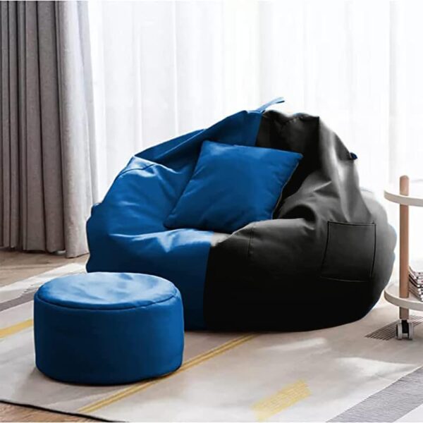 Coaster Shine 4XL Bean Bag Cover with Footrest & Cushion Without Beans Filling Pack of-3 Pcs(Black & Blue) - Image 2