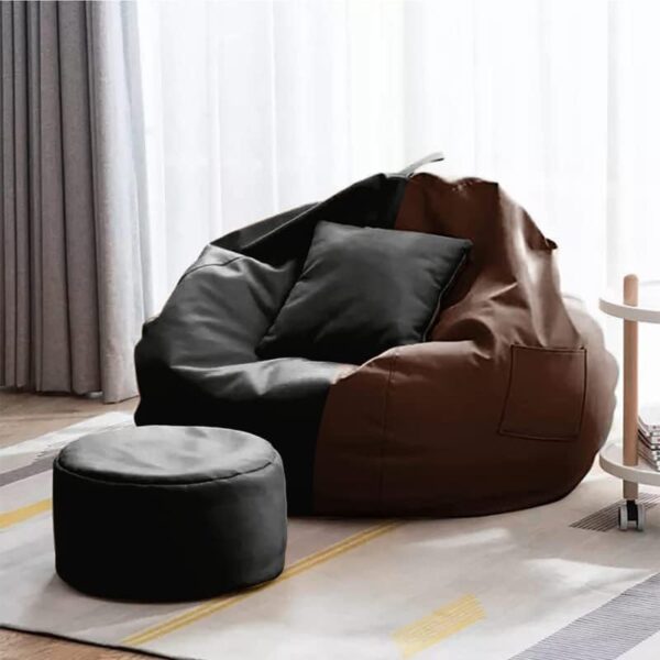 Coaster Shine 4XL Bean Bag Cover with Footrest & Cushion Without Beans Filling Pack of-3 Pcs(Black & Brown) - Image 2