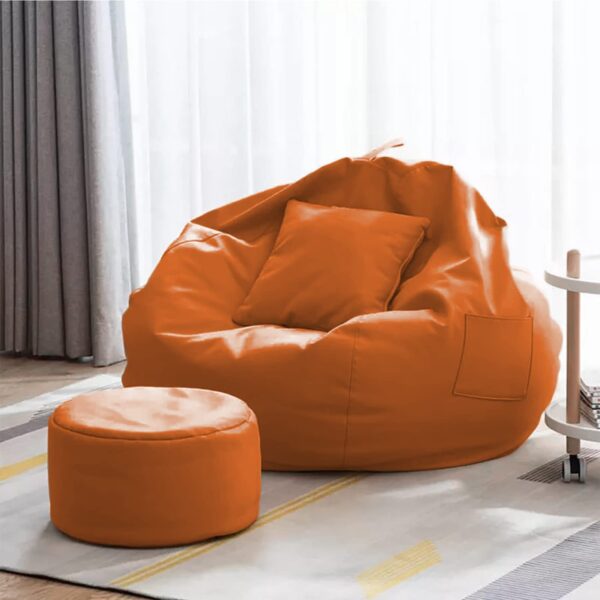 Coaster Shine 4XL Bean Bag Cover with Footrest & Cushion Without Beans Filling Pack of-3 Pcs(Orange) - Image 2