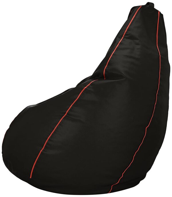 Coaster SHINE 3XL Teardrop Black With Red Piping Bean Bag Cover (Without Beans) - Image 2