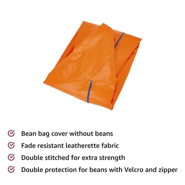 Coaster SHINE 2XL Teardrop Orange With Brown Piping Bean Bag Cover (Without Beans) - Image 5