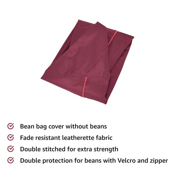 Coaster SHINE 3XL Teardrop Maroon With Pink Piping Bean Bag Cover (Without Beans) - Image 5