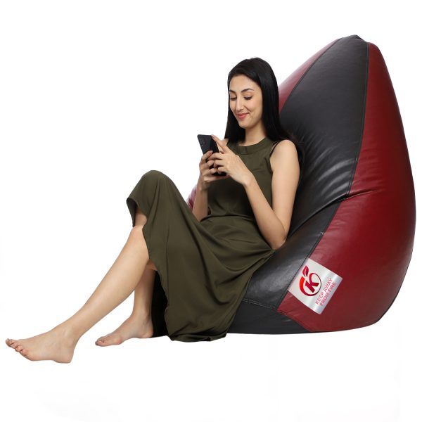 Maroon Black Bean Bag Filled - Image 3