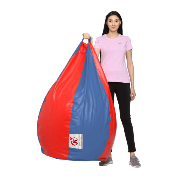 Coaster Shine XXL Artificial Leather Teardrop & Footstool Bean Bag Cover Pack of-2 (Without Bean Filling (Navy &Red) - Image 4