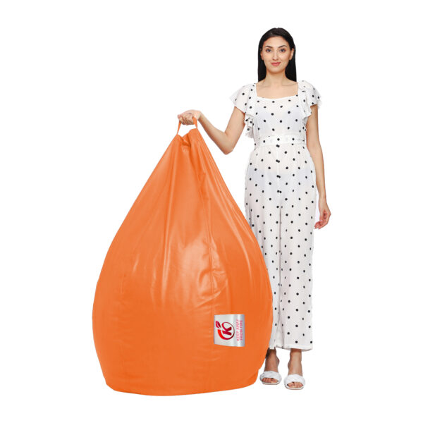 Coaster Shine XXL Artificial Leather Teardrop & Footstool Bean Bag Cover Pack of-2 (Without Bean Filling (Orange) - Image 4