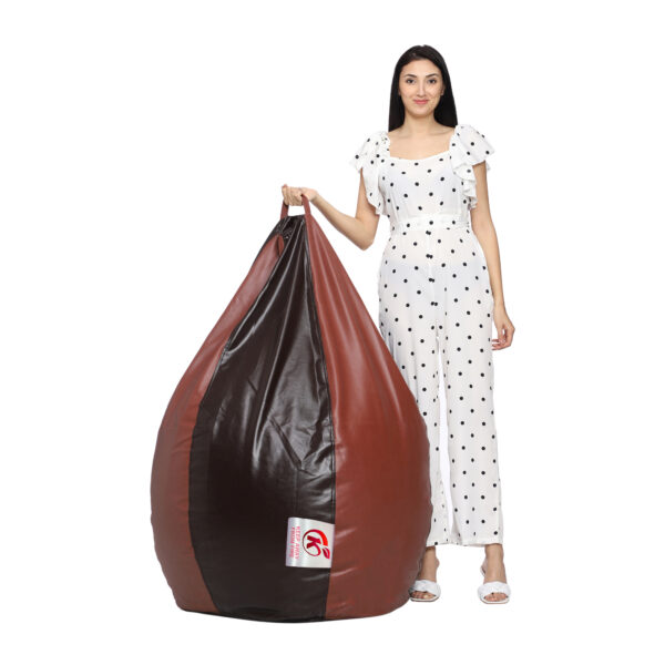 Coaster Shine XXL Artificial Leather Teardrop & Footstool Bean Bag Cover Pack of-2 (Without Bean Filling (Tan & Brown) - Image 4