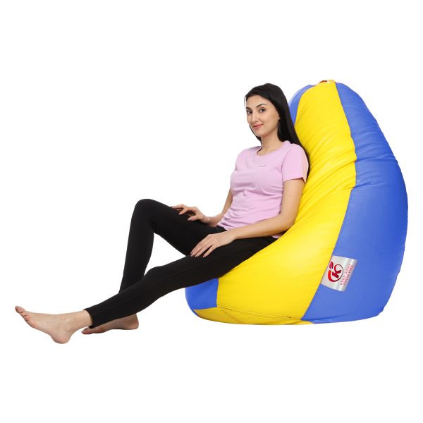 Coaster SHINE 2XL Tear Drop Bean Bag Cover (Without Beans) (Yellow, Blue) - Image 2
