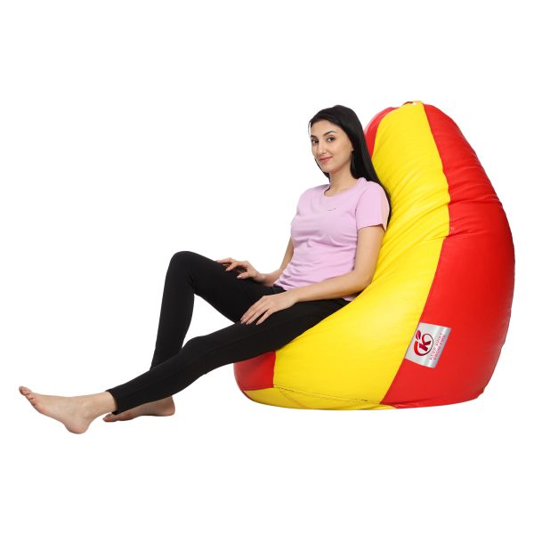 Yellow Red Bean Bag Filled - Image 4